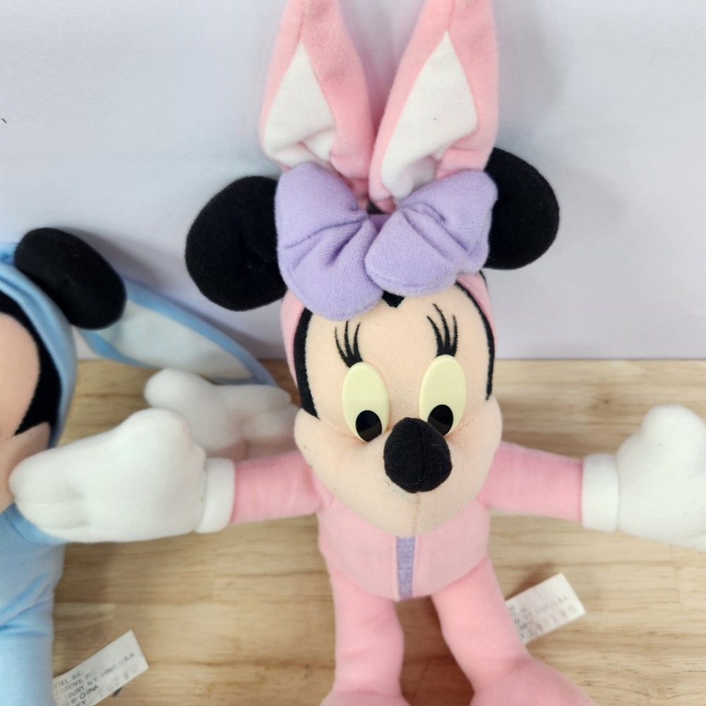 Vintage Disney Mickey And Minnie Mouse Easter Bunny 11" Plush Mattel - Picture 5 of 9